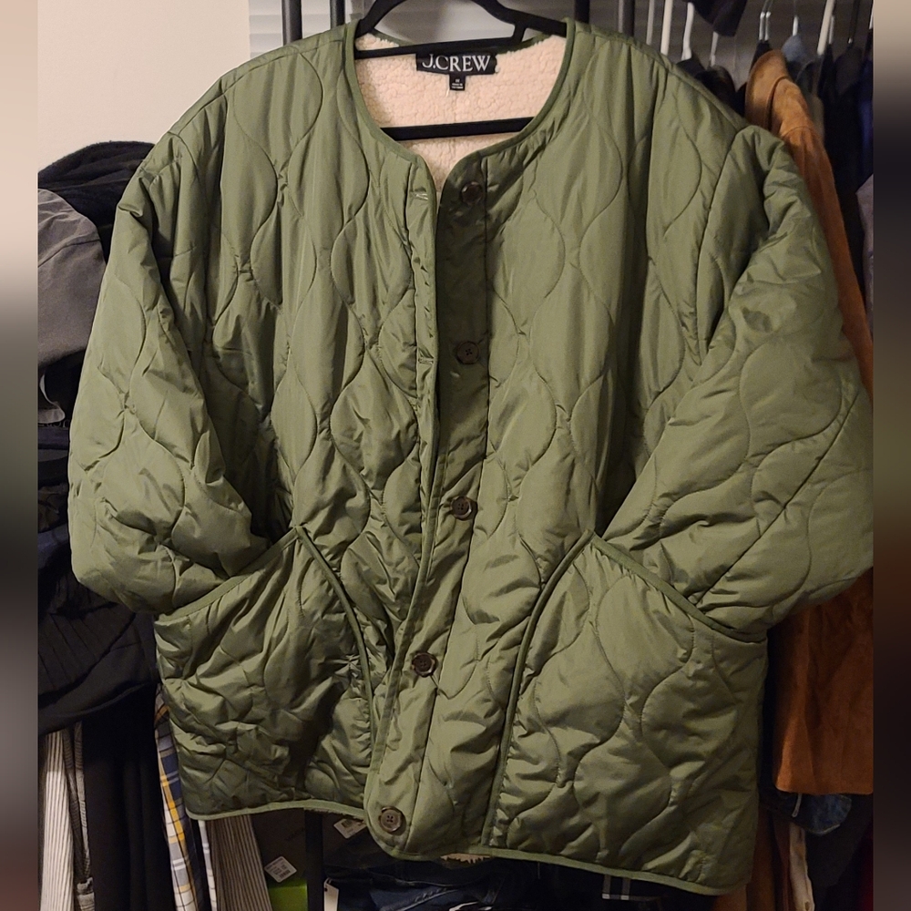 J.Crew quilted sherpa lined jacket